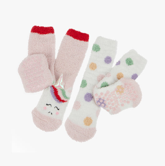 Totes Toasties SUPER SOFT Slipper Socks  (Twin Pack) Unisex Kids Socks Unicorn