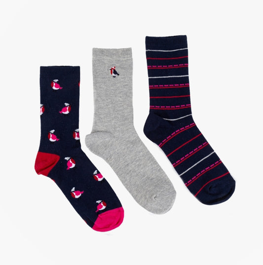 Totes Toasties ANKLE Womens Cotton Blend 3 Pack Socks Robin Multi: