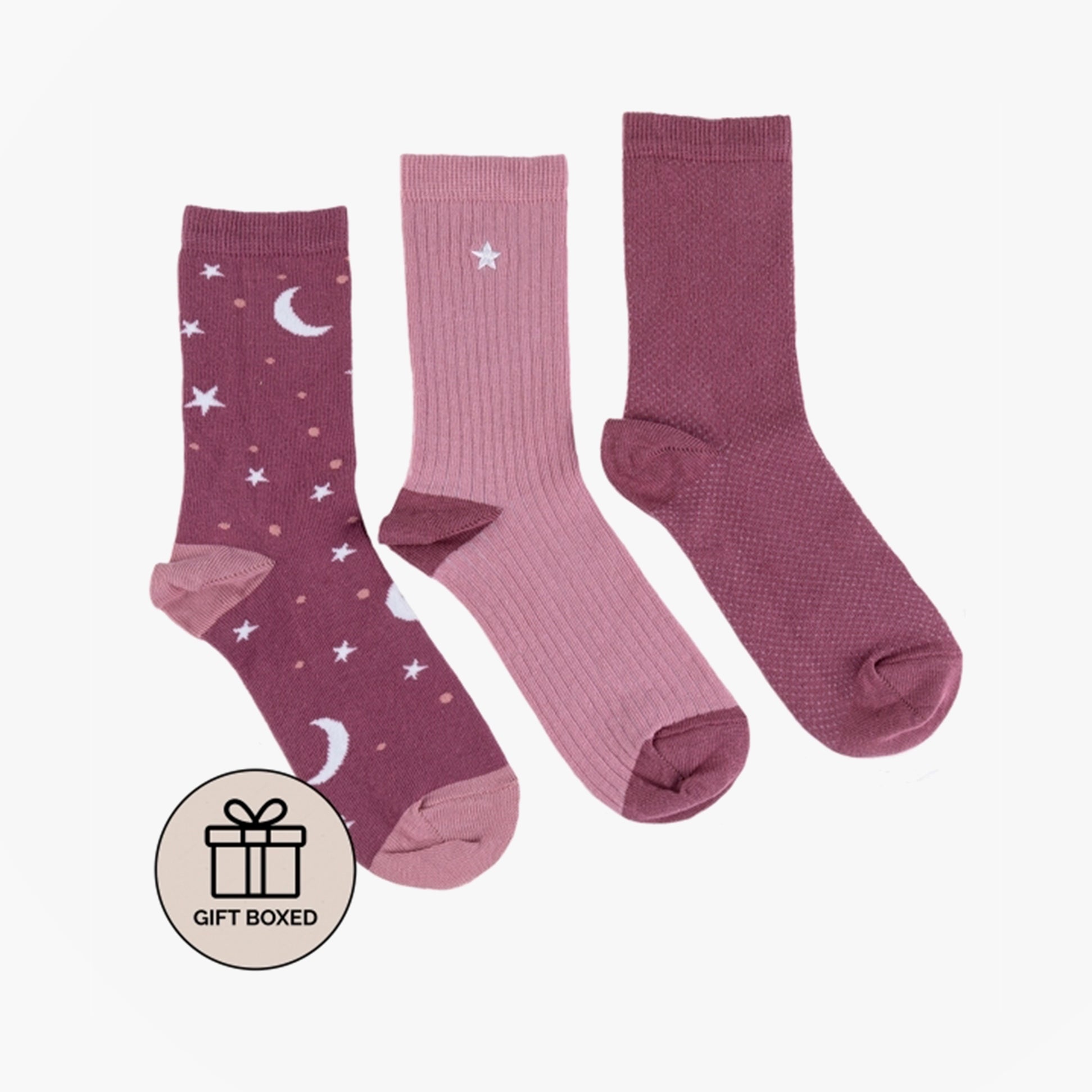 Totes Toasties ANKLE Womens Cotton Blend 3 Pack Socks Star Multi: