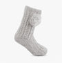 Totes Toasties LUXURY SPARKLE Pom Slipper-Sox Womens Grey side view showcasing soft knitted texture and pom detail.