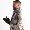 Totes Toasties WOOL BLEND Check Scarf and Thermal Lined Glove Set Mens Grey/Multi