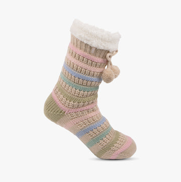 Totes Toasties TEXTURE STRIPED Slipper Socks Womens Socks Cream
