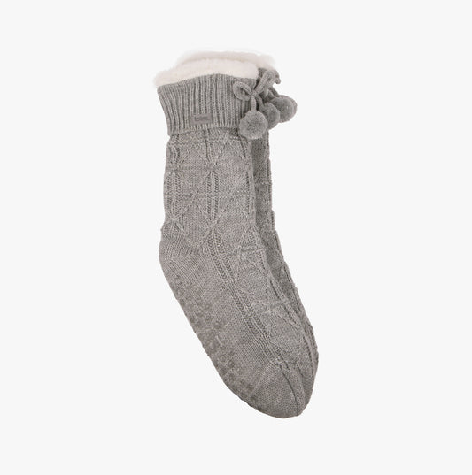 Totes Toasties TEXTURE SLIPPER Socks Womens Socks Grey