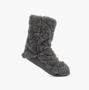 Totes Toasties FAUX FUR Bootie Slipper Socks Womens Socks Grey