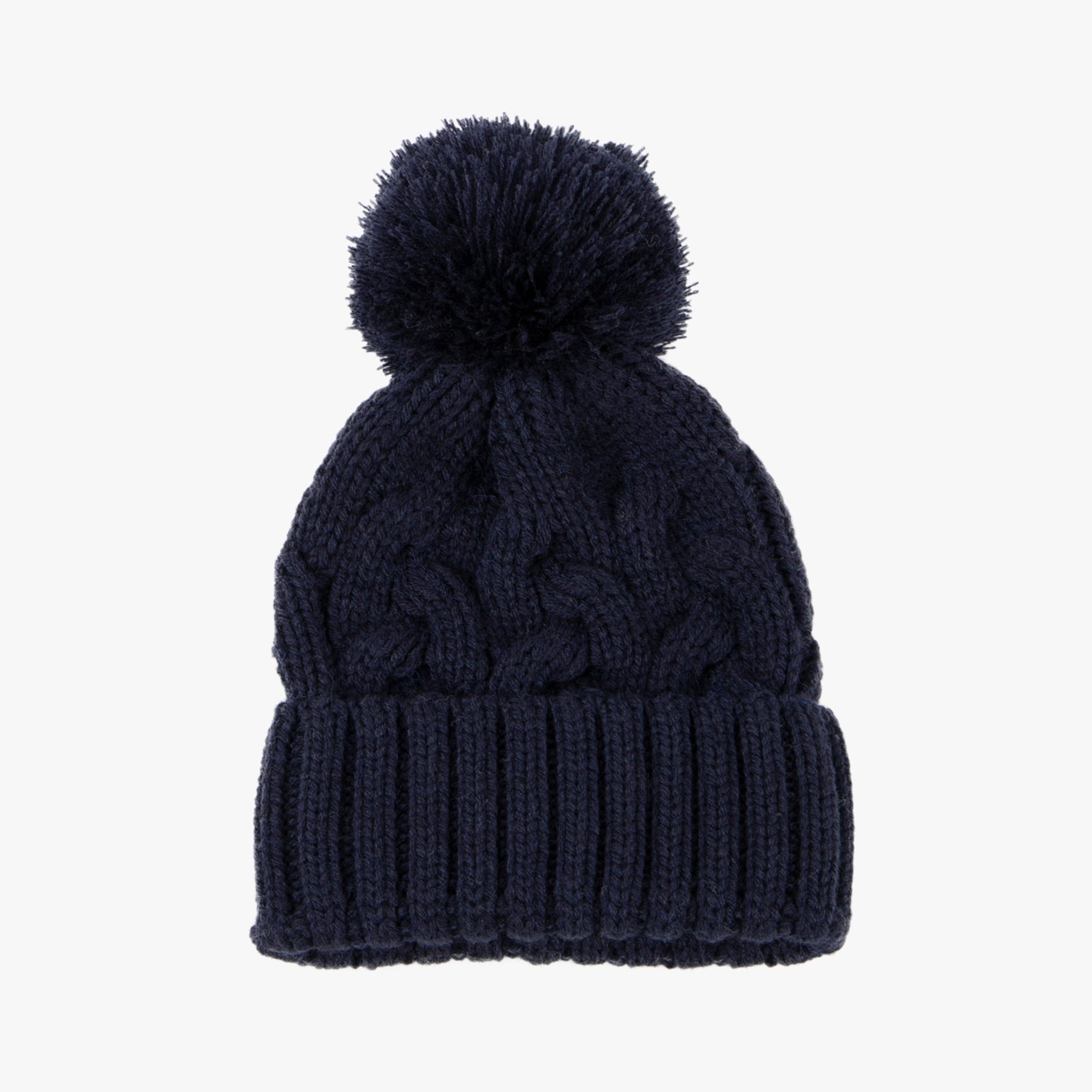 Totes Toasties CABLE KNIT Hat with Pom Pom Womens Bobble Navy