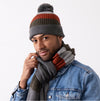 Totes Toasties Rib Knitted Hat With Pom Pom Detail Mens Bobble Multi