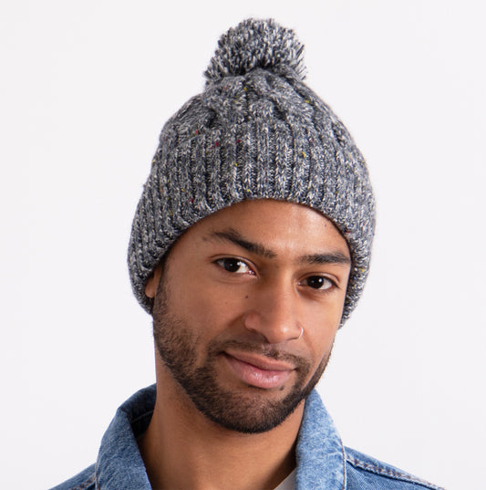 Totes Toasties Knitted Nep Knitted Hat Mens Bobble Grey