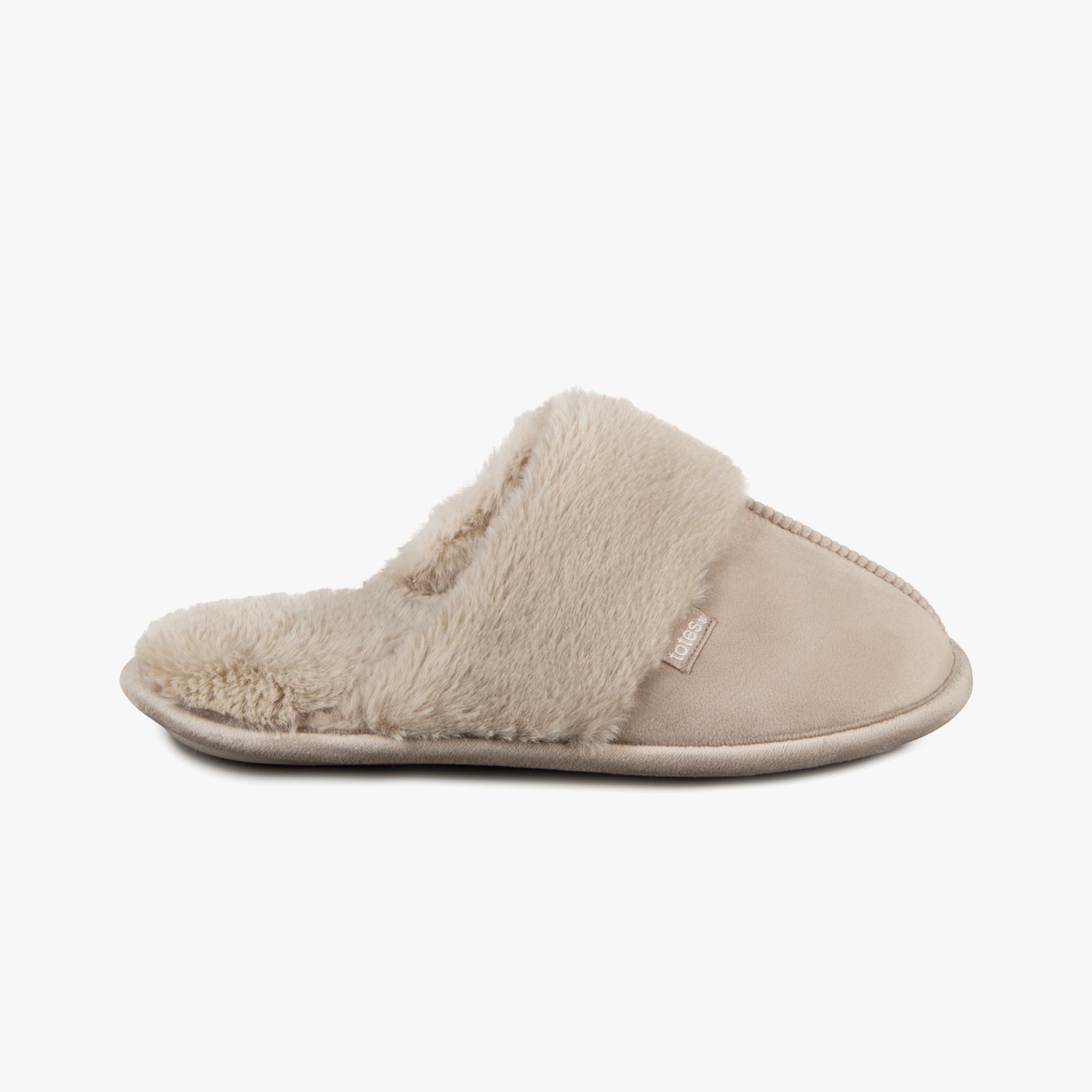 Totes Toasties VELOUR MULE Slippers Womens Taupe