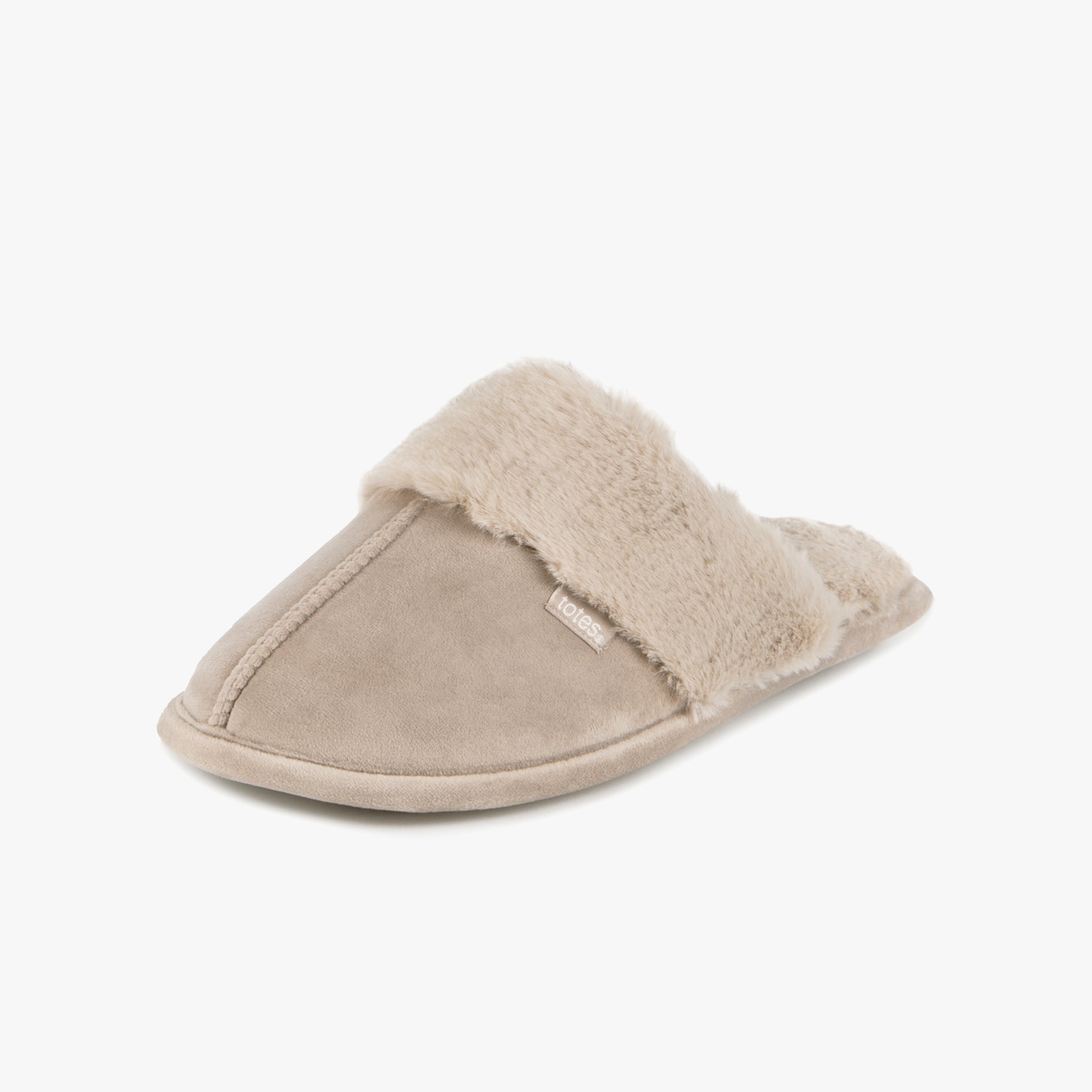 Totes Toasties VELOUR MULE Slippers Womens Taupe