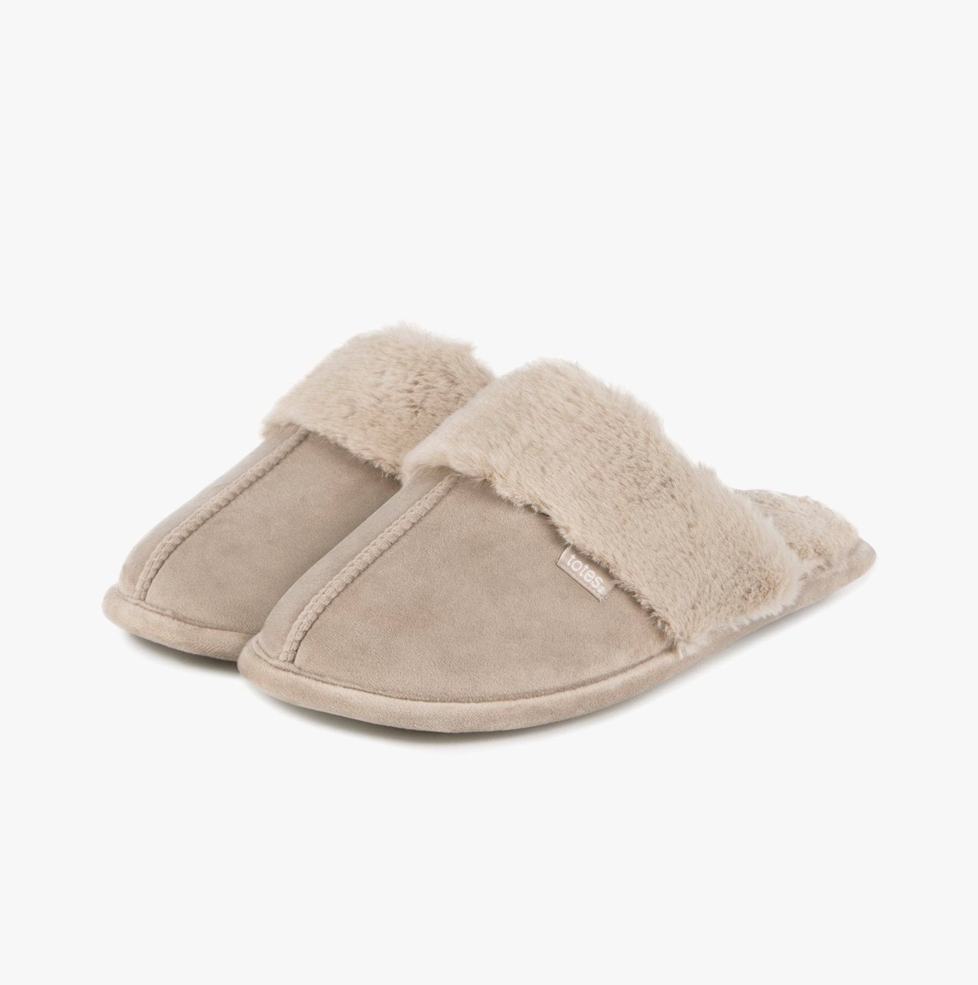 Totes Toasties VELOUR MULE Slippers Womens Taupe