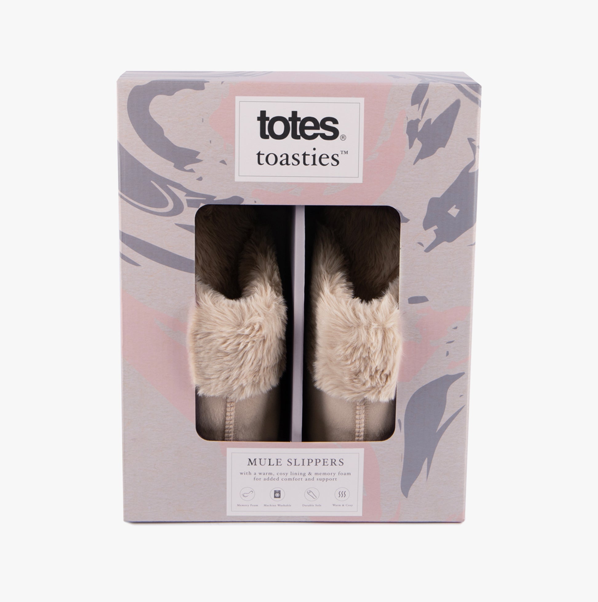 Totes Toasties VELOUR MULE Slippers Womens Taupe