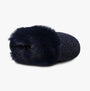 Totes Toasties TEXTURED SPARKLE FAUX FUR MULE Slippers Womens Navy top view showcasing plush faux fur.