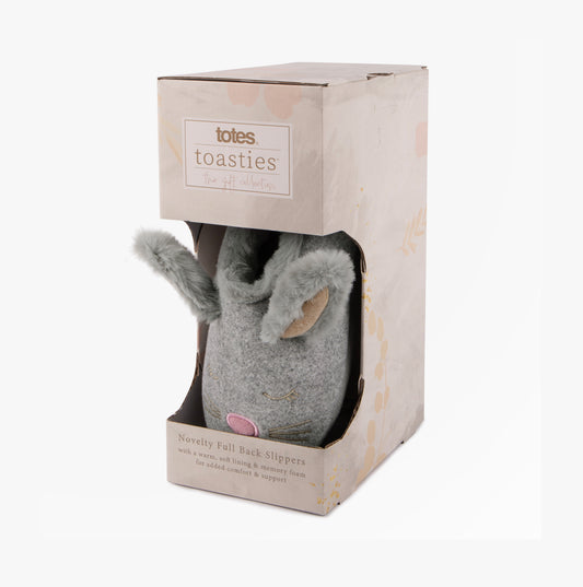Totes Toasties NOVELTY BUNNY Mule Slippers Womens Grey