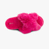 Totes Toasties PLUSH FAUX FUR CROSS OVER Sliders Womens Bright Pink