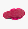 Totes Toasties PLUSH FAUX FUR CROSS OVER Sliders Womens Bright Pink