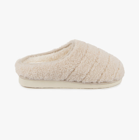 Totes Toasties QUILTED BORG EVA MULE Slippers Womens Cream
