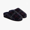 Totes Toasties BORG CHECK Mens Slippers Navy Check
