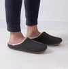 Totes Toasties FELTED CENTRE SEAM Mule Slippers Mens Charcoal