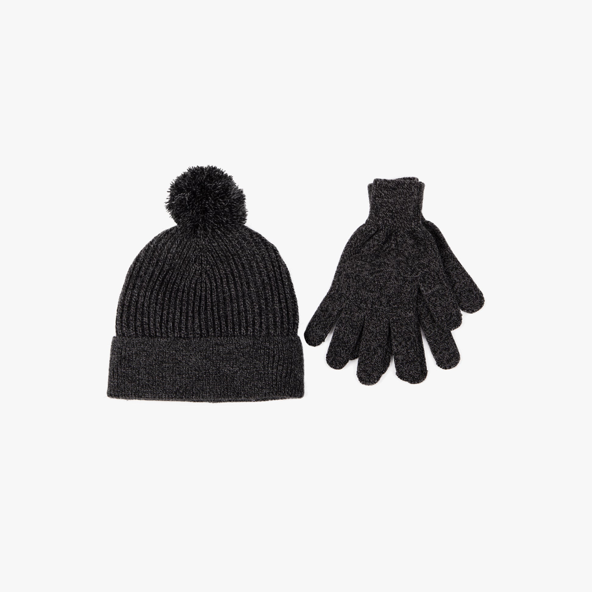 Totes Toasties Hat & Glove Set Mens Black / Grey