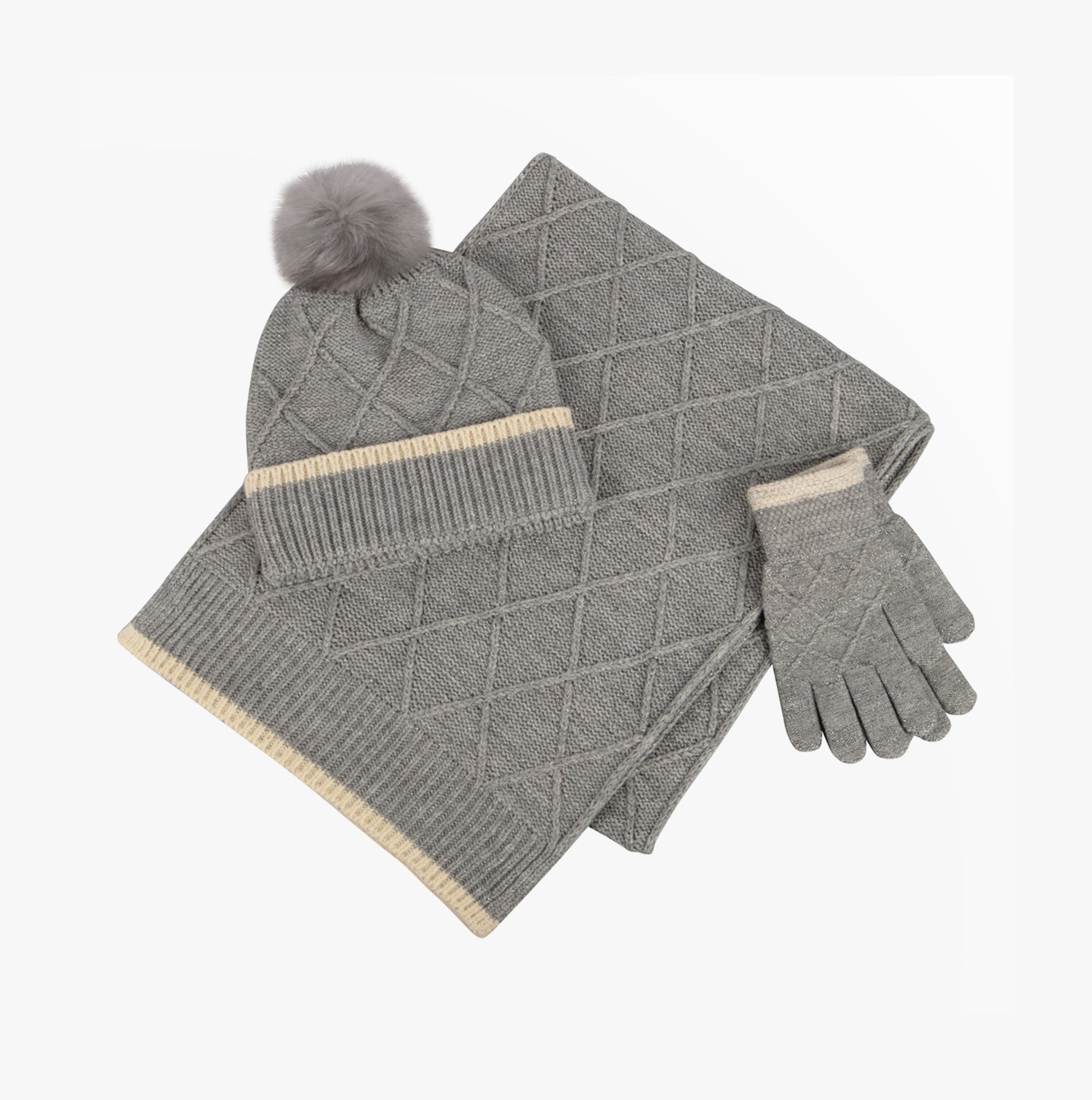 Totes Toasties Hat Scarf & Glove Set Womens Grey