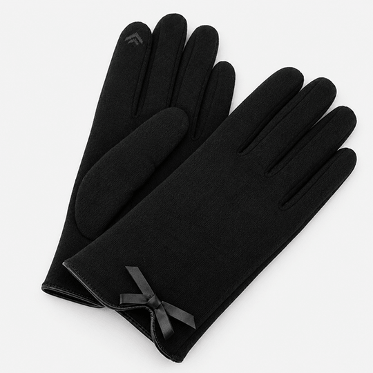 Totes Isotoner THERMAL GLOVE WITH BOW DETAIL Womens Touchscreen Gloves Black in elegant design.