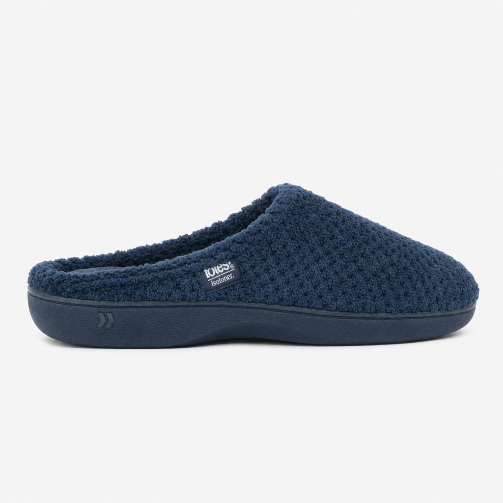Totes Isotoner POPCORN TERRY Womens Pillowstep Mule Slippers Navy