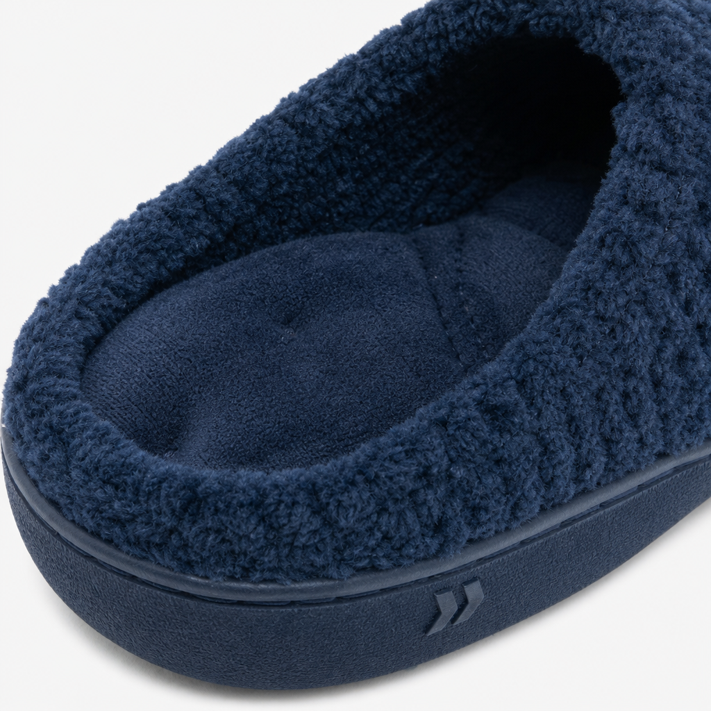 Totes Isotoner POPCORN TERRY Womens Pillowstep Mule Slippers Navy