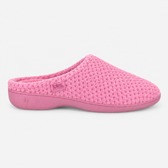 Totes Isotoner POPCORN TERRY MULE SLIPPERS Womens Mules Pink