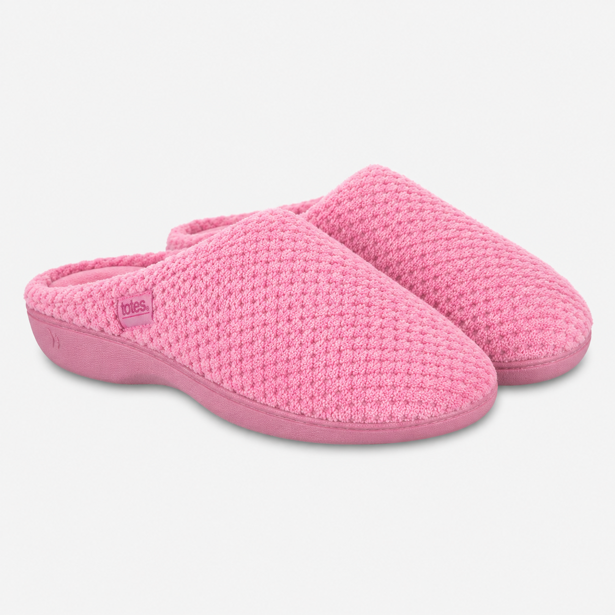 Totes Isotoner POPCORN TERRY MULE SLIPPERS Womens Mules Pink