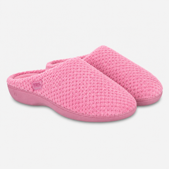Totes Isotoner POPCORN TERRY MULE SLIPPERS Womens Mules Pink