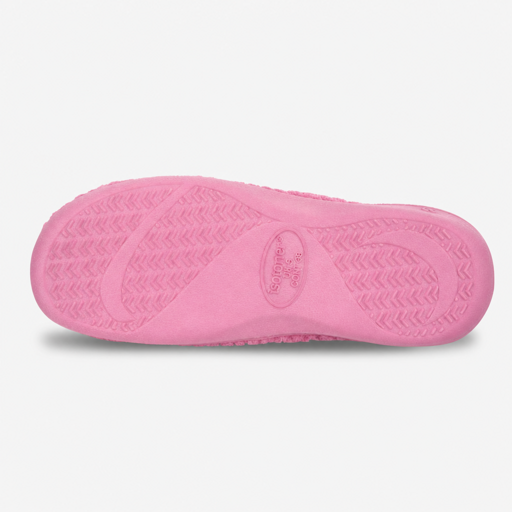 Totes Isotoner POPCORN TURNOVER OPEN TOE SLIPPER Womens Mules Pink