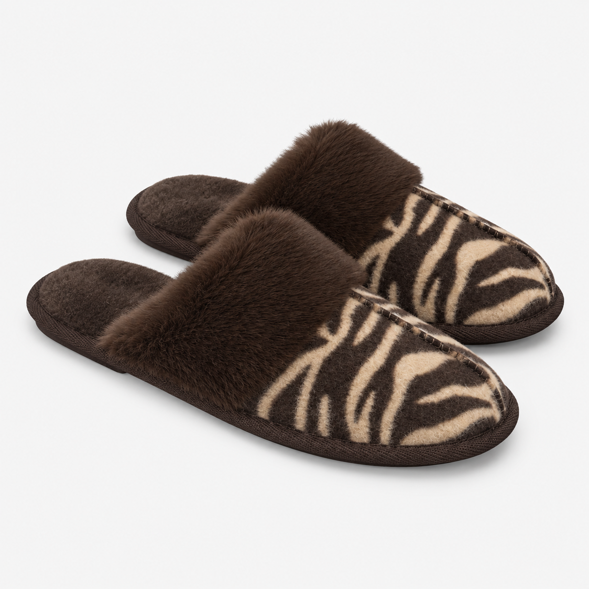 Totes Isotoner ANIMAL PRINT MULE SLIPPER Womens Mules Brown