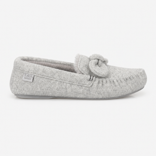 Totes Isotoner BRUSHED MARL Womens Moccasin Slippers Grey