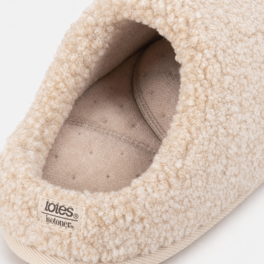 Totes Isotoner BORG SWEPT BACK MULE SLIPPER Womens Mules Oat