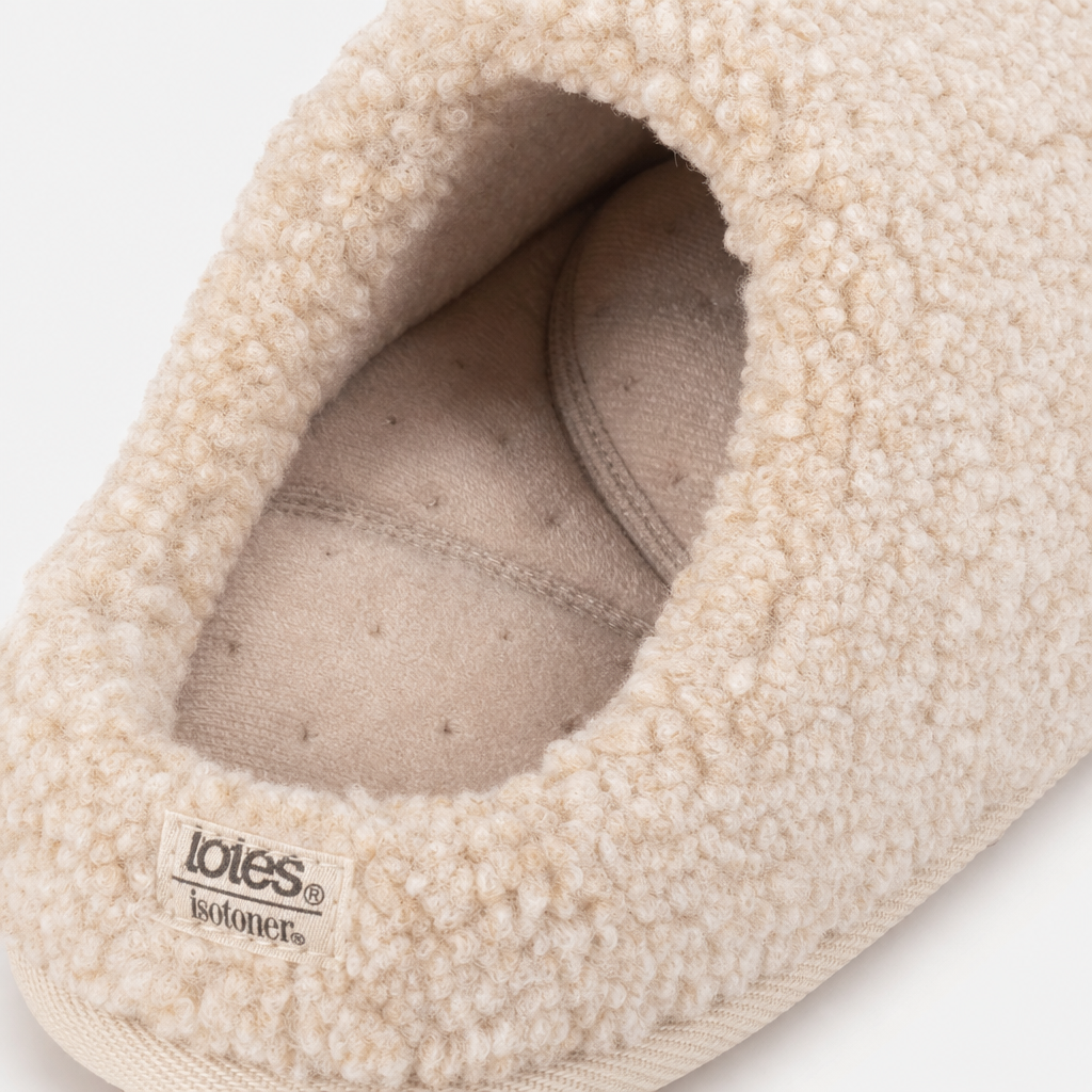 Totes Isotoner BORG SWEPT BACK MULE SLIPPER Womens Mules Oat