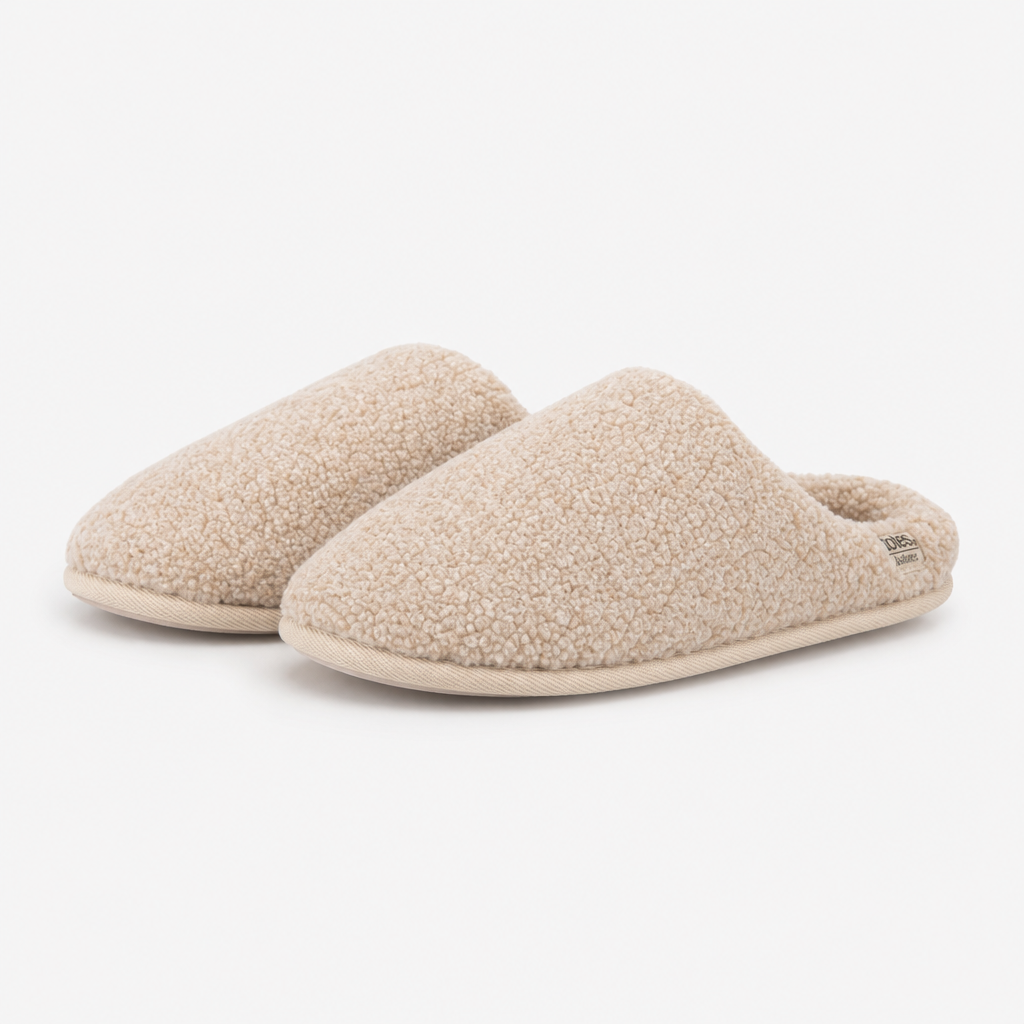 Totes Isotoner BORG SWEPT BACK MULE SLIPPER Womens Mules Oat