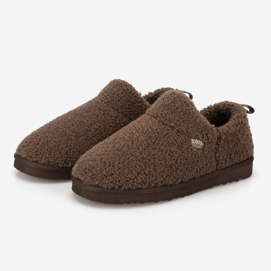 Totes Isotoner BORG Womens Bootie Slippers Brown