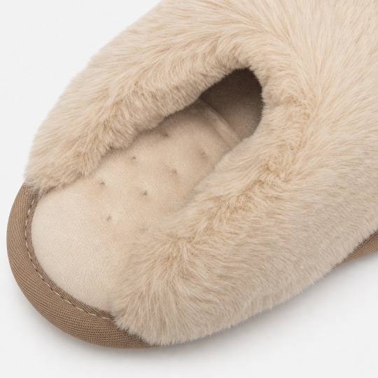 Totes Isotoner SUEDE MULE SLIPPER WITH FUR CUFF Womens Mules Sand
