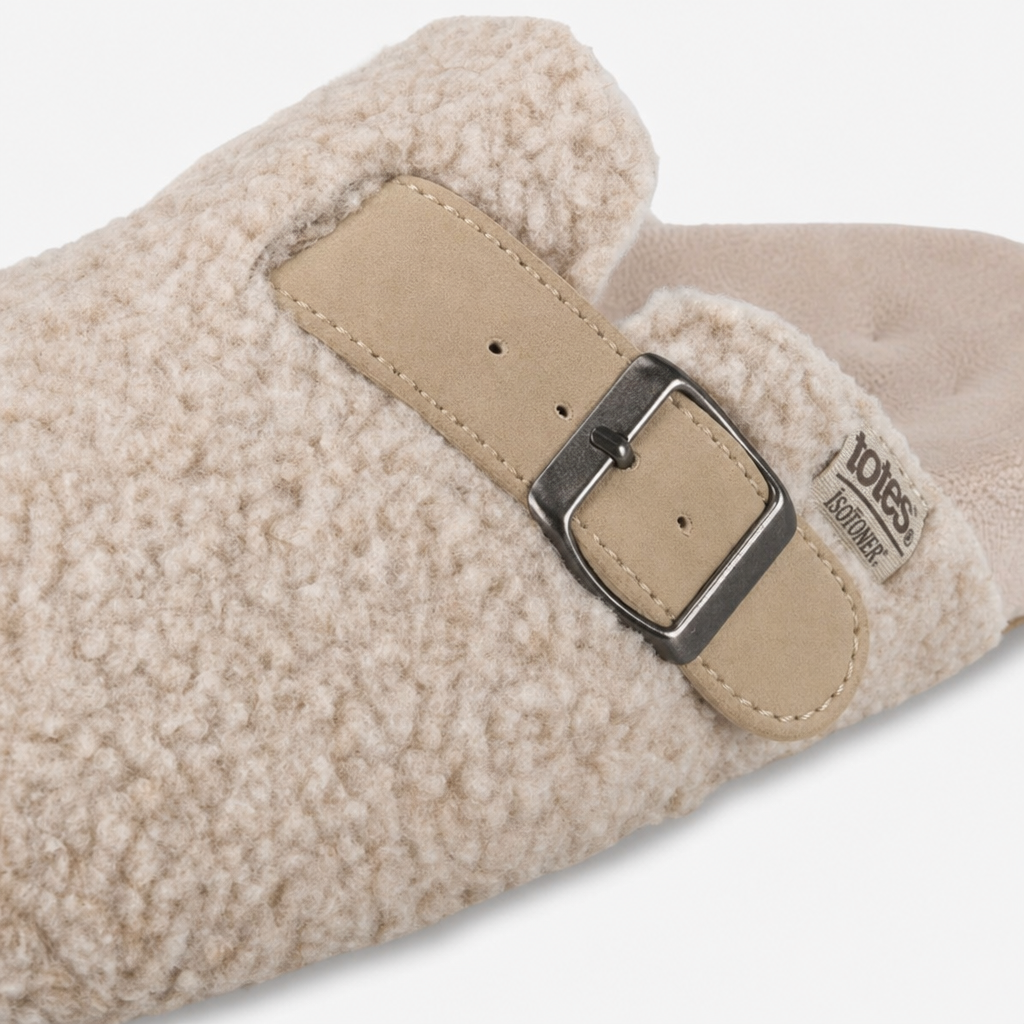 Totes Isotoner BORG CLOG SLIPPER Womens Mules Oat