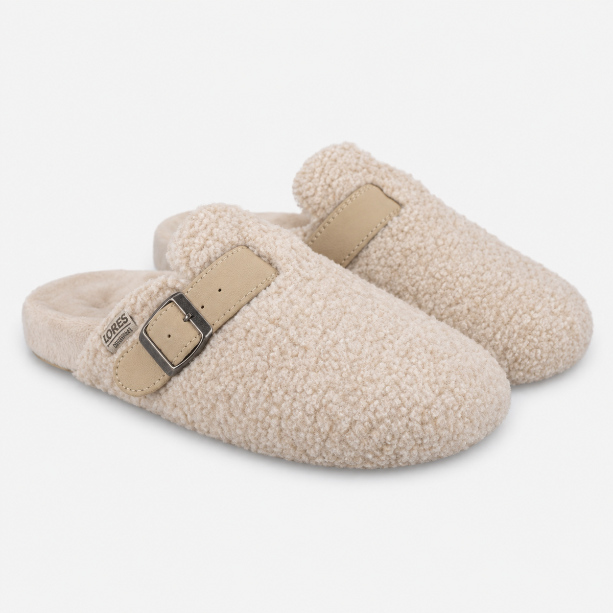 Totes Isotoner BORG CLOG SLIPPER Womens Mules Oat