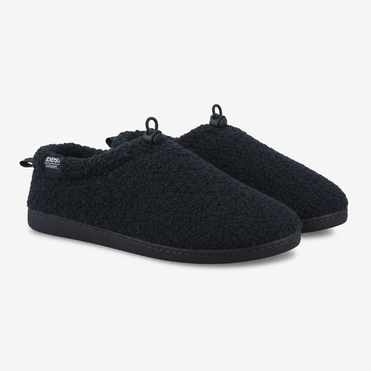 Totes Isotoner BORG Mens Toggle Full Back Slippers Navy