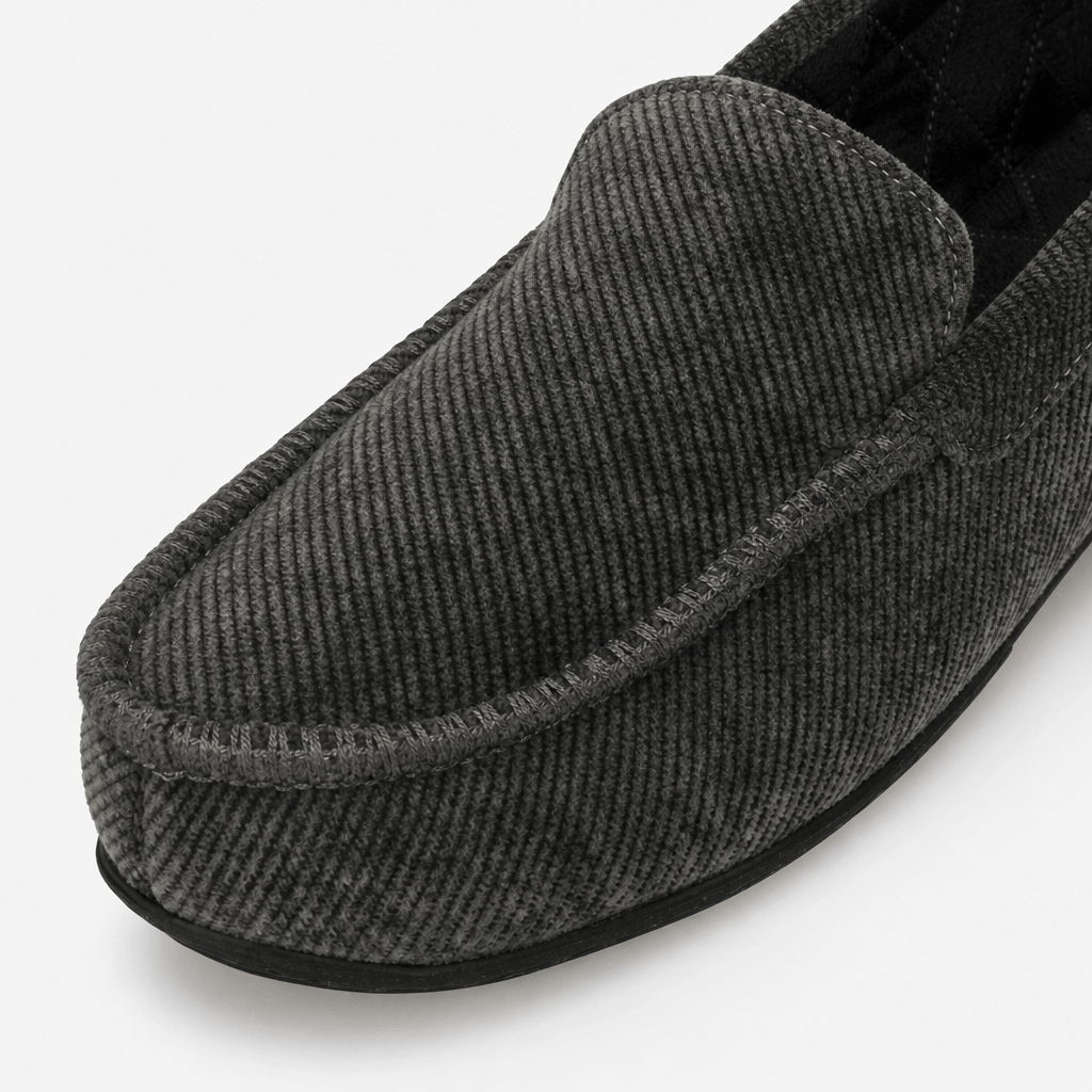 Totes Isotoner SOFT CORD MOCCASIN SLIPPER Mens Moccasins Grey