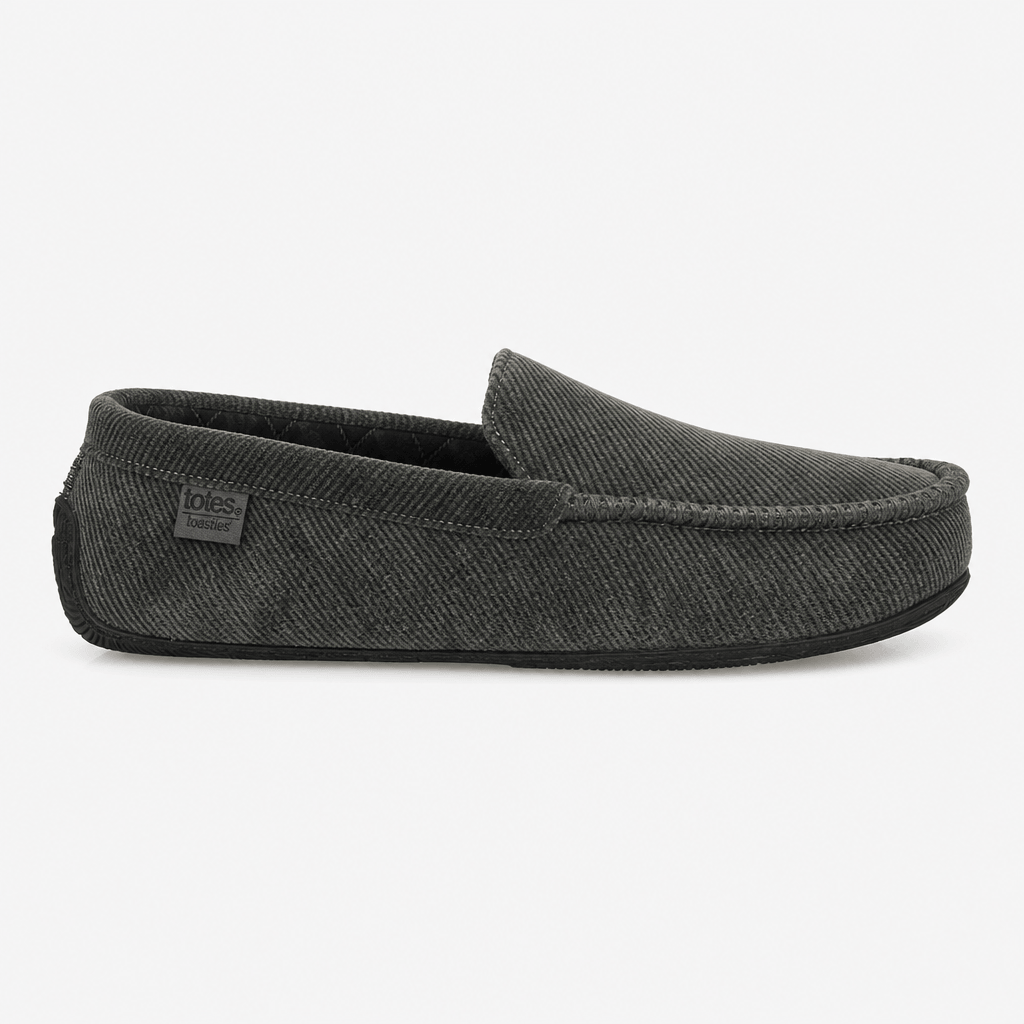 Totes Isotoner SOFT CORD MOCCASIN SLIPPER Mens Moccasins Grey