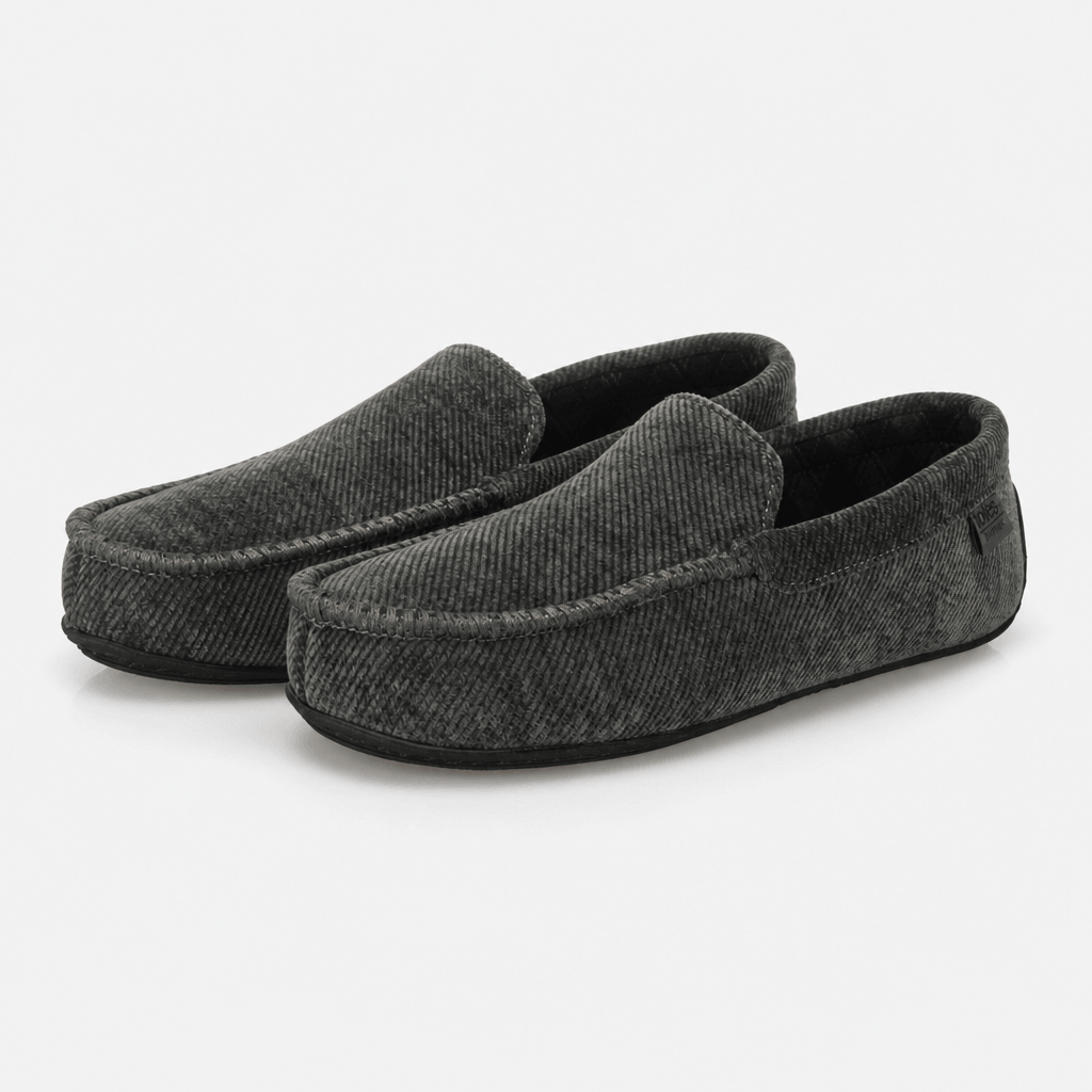 Totes Isotoner SOFT CORD MOCCASIN SLIPPER Mens Moccasins Grey