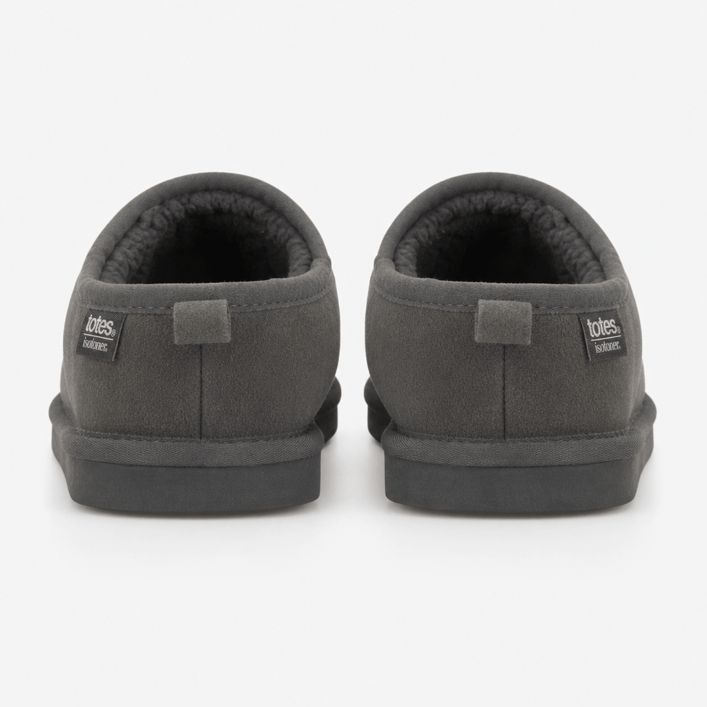 Totes Isotoner BORG LINED SUEDE MULE SLIPPER Mens Mules Grey