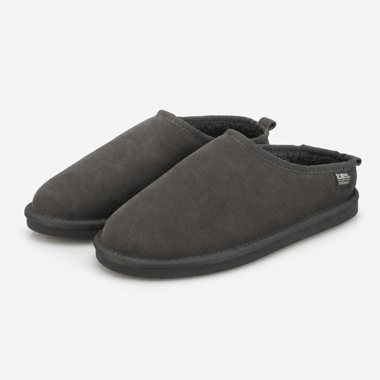 Totes Isotoner SUEDE Mens Borg Lined Mule Slippers Grey