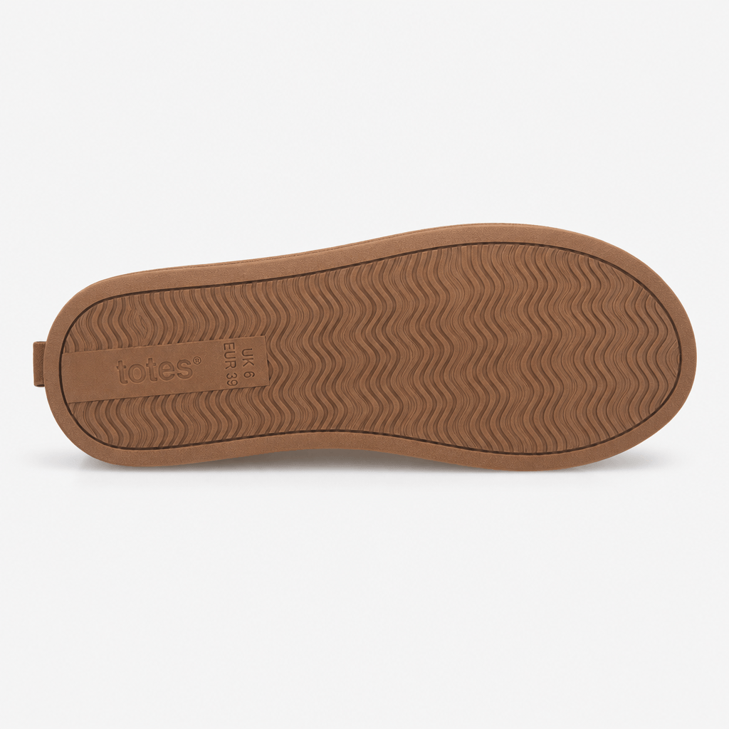 Totes Isotoner BORG LINED SUEDE MULE SLIPPER Mens Mules Tan