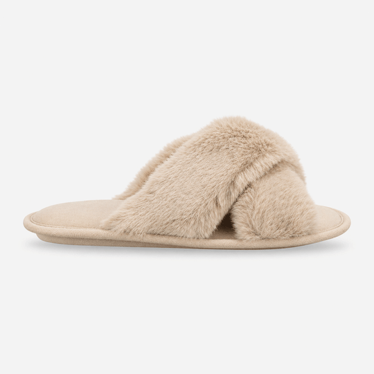 Totes Toasties CROSS FUR SLIDER Womens Mules Natural