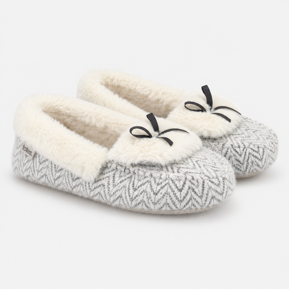 Totes Toasties SPARKLE MOCCASIN SLIPPERS Womens Moccasins Cream Multi
