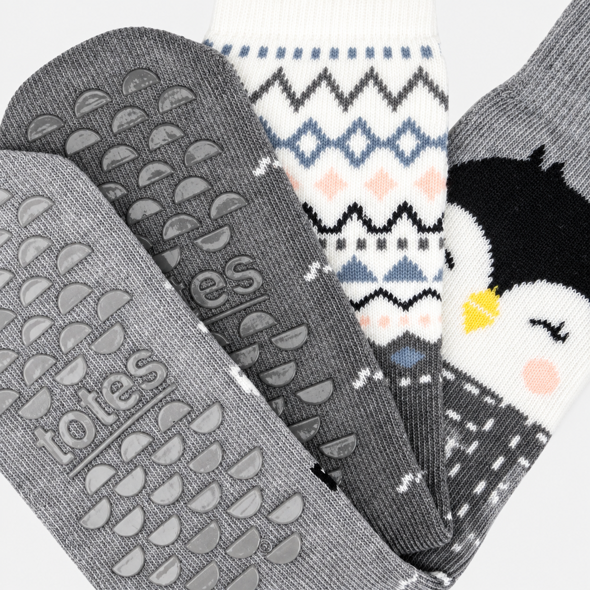 Totes Toasties ORIGINAL SLIPPER SOCKS (TWIN PACK) Womens Slipper Socks Penguin